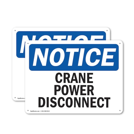 Signmission Crane Power Disconnect, 14 in W x Rectangle, Plastic OS-2PACK-NS-P-1014-L-15377